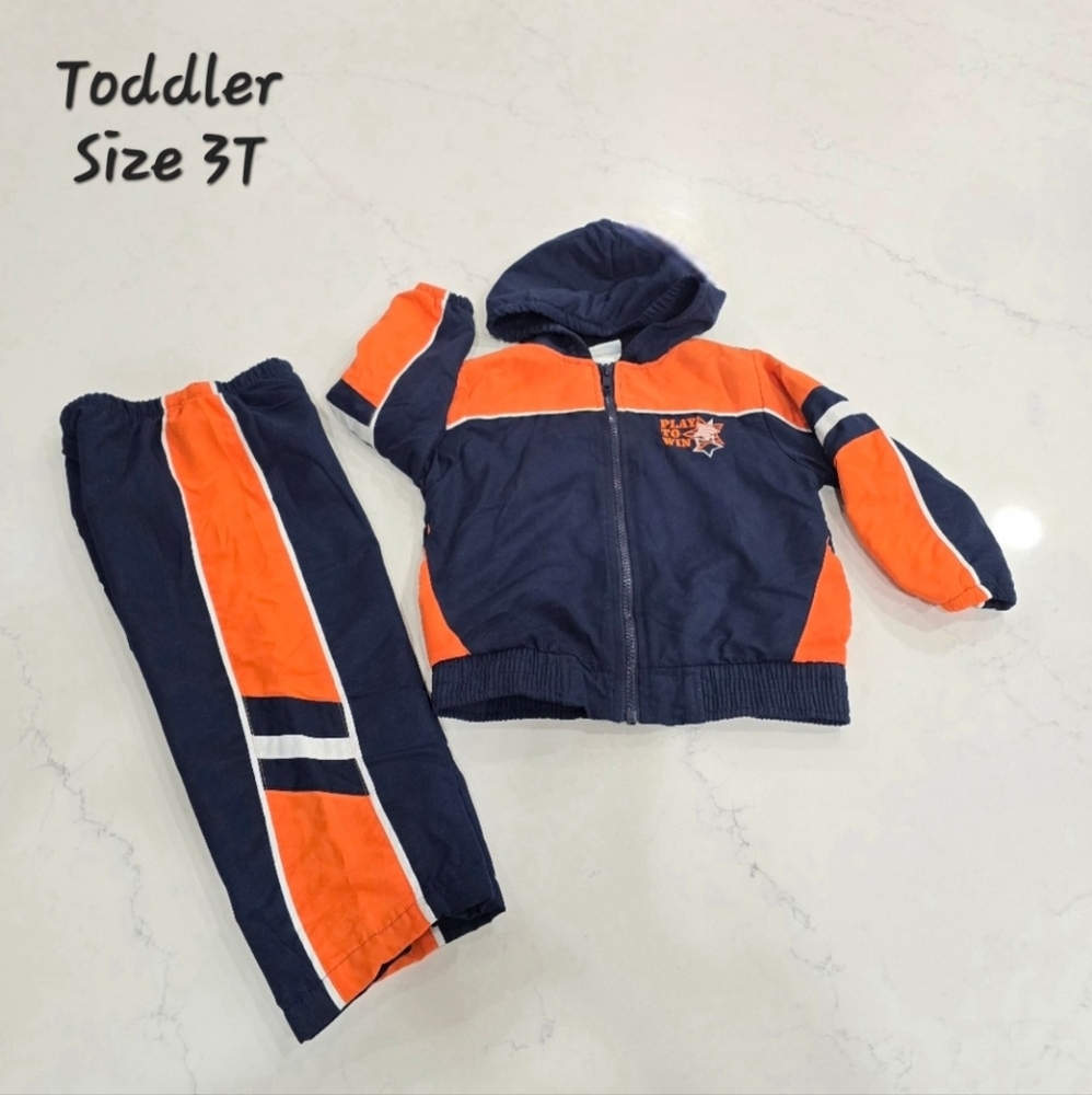 Al & Ray Infant Boys Blue & Orange Play To Win Jacket & Pants Track Suit Set 3T